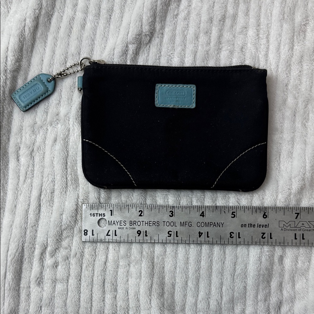 Coach Black Wristlet with Blue Details